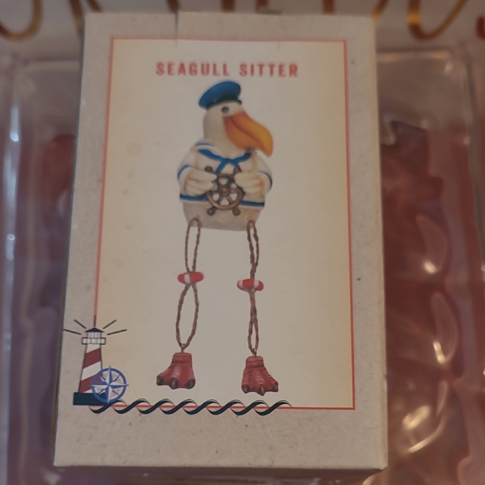 Cracker Barrel Seagull Sitter with Blue and Red Accents